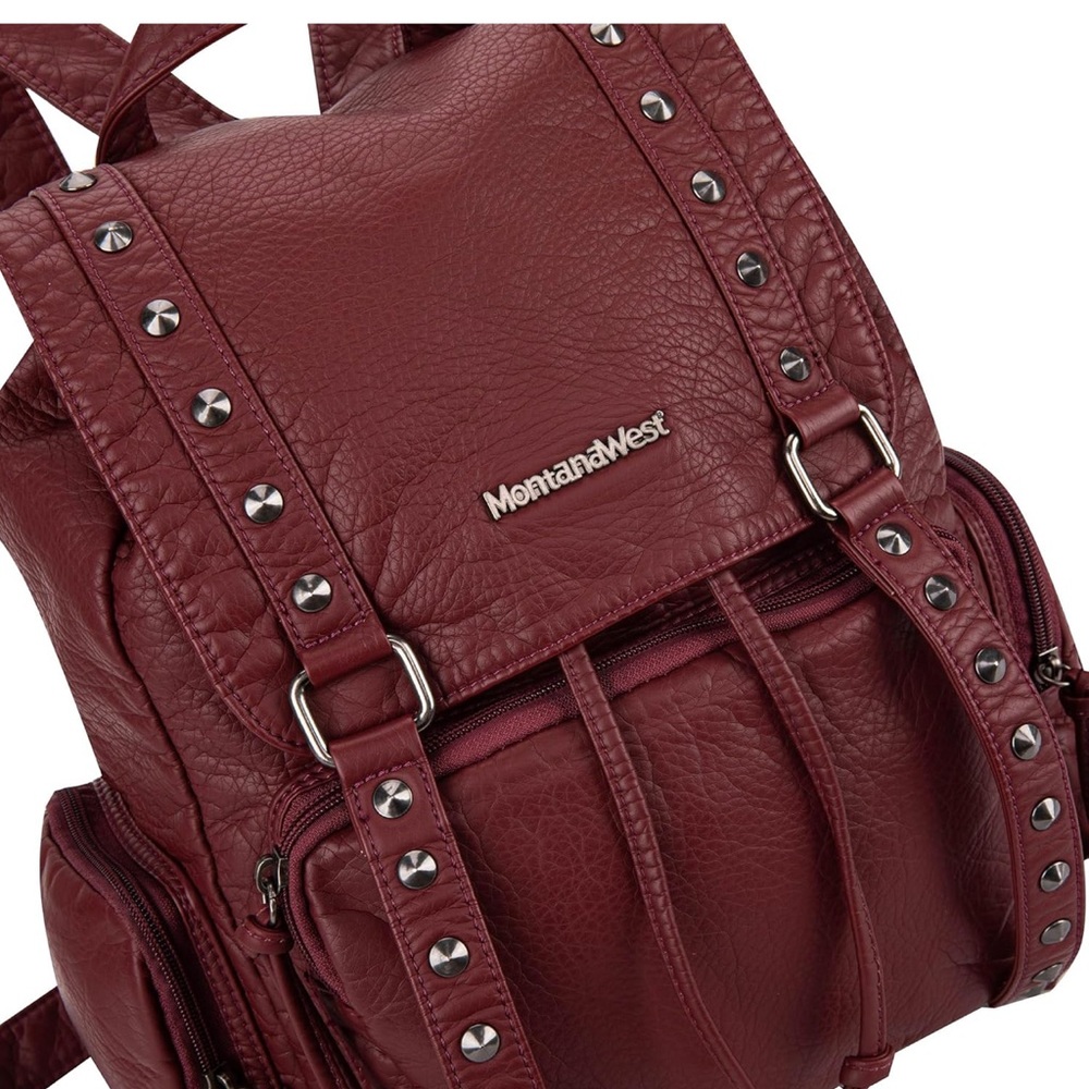 Montana West Red Backpack with Studded Details - Picture 5 of 7